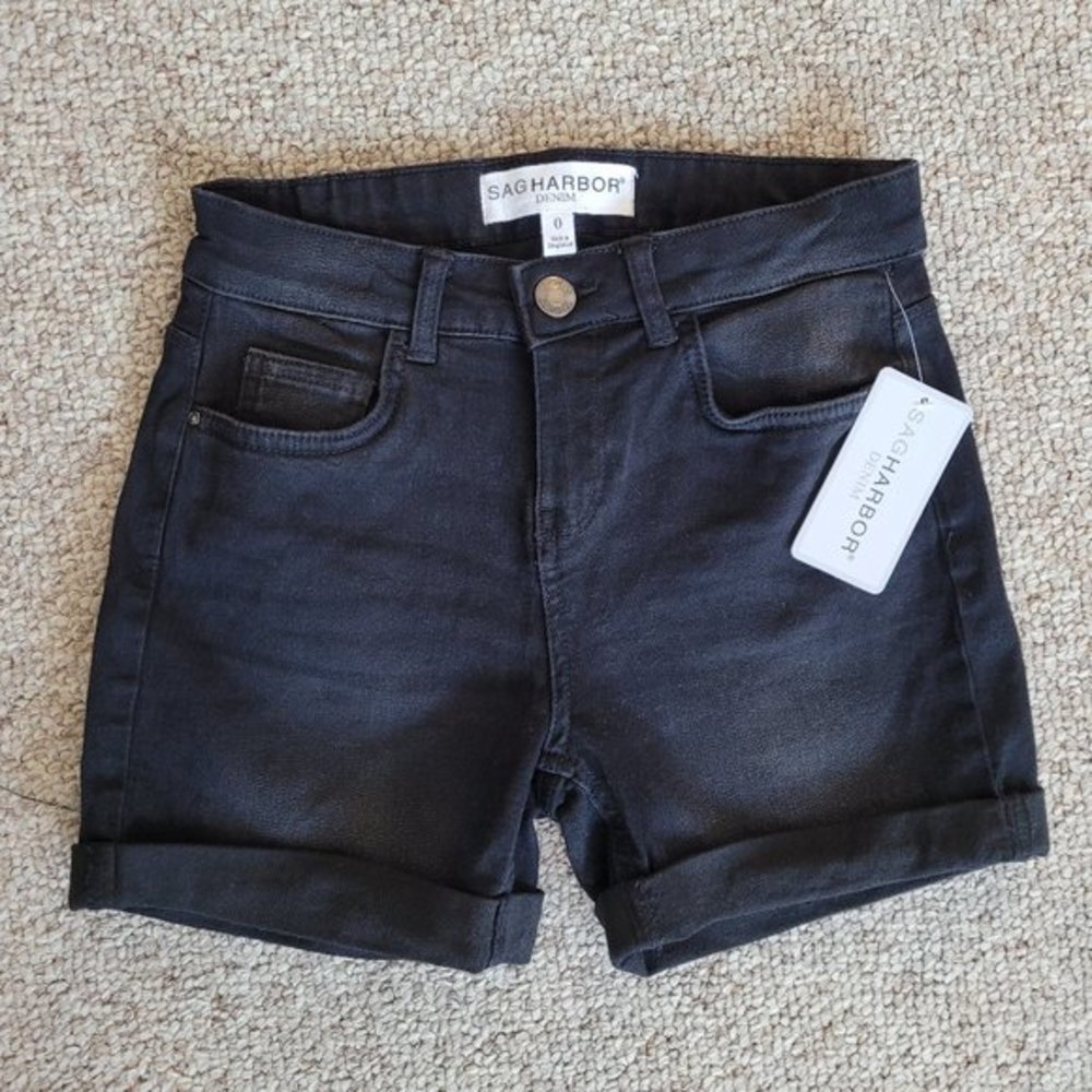 NWT Sag Harbor Black Denim Shorts Size 0